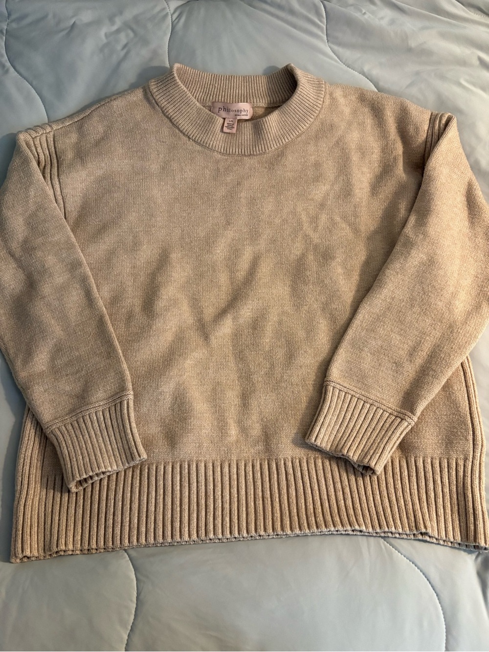 Philosophy Republic Clothing Beige Crewneck Knit Sweater Women’s Large Comfy